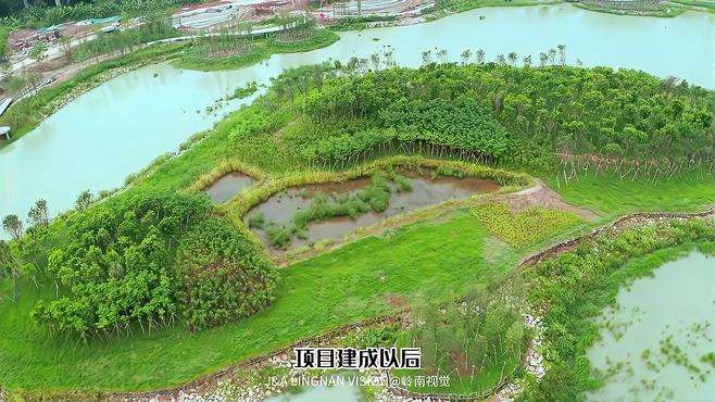 这里是增城新塘第一个大型湿地公园，新塘湿地公园，建成后将改善新塘水浸，内涝状况，同时带来一个景观湿地公园，占地面积约一千亩，耗资六点九亿元，项目建成后新塘有可能