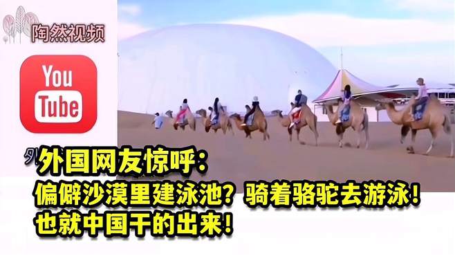 外国网友惊讶：偏僻沙漠建泳池，骑着骆驼去游泳！也就中国得出来