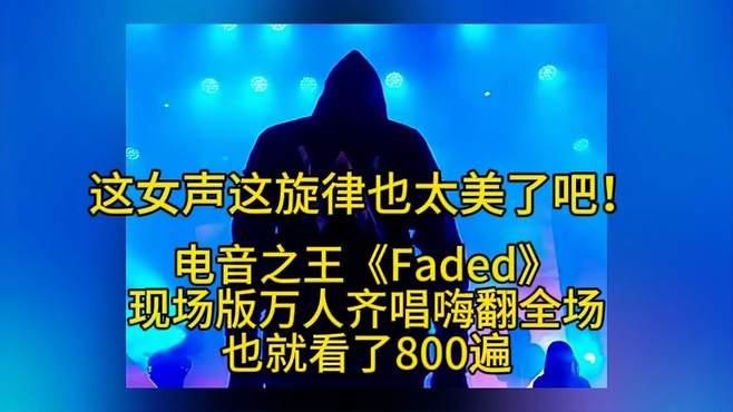 这女声这旋律也太美了吧！电音之王Faded现场版万人齐唱嗨翻全场